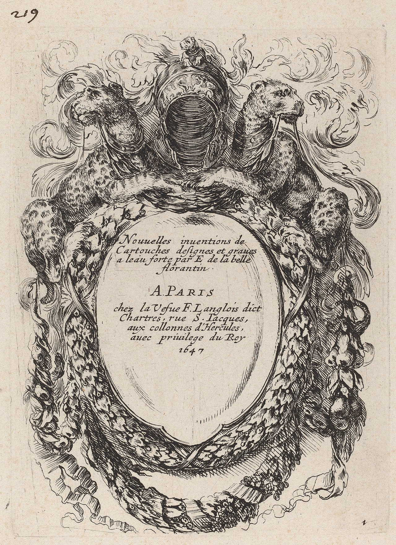 Title Page for "Nouvelles inventions de Cartouches"